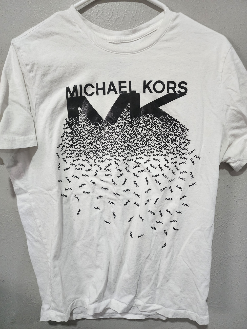 Michael Kors White Short-Sleeve Tee with Black MK Graphic